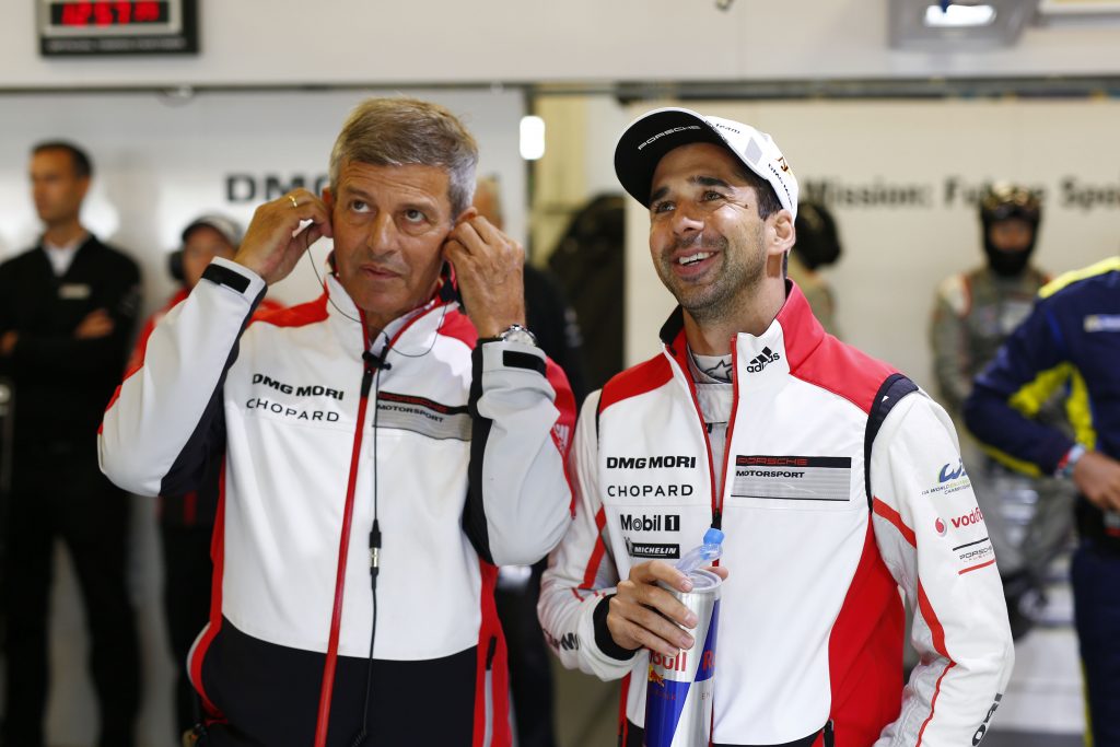 Fritz Enzinger, Leiter LMP1, Porsche LMP Team: Neel Jani (l-r)